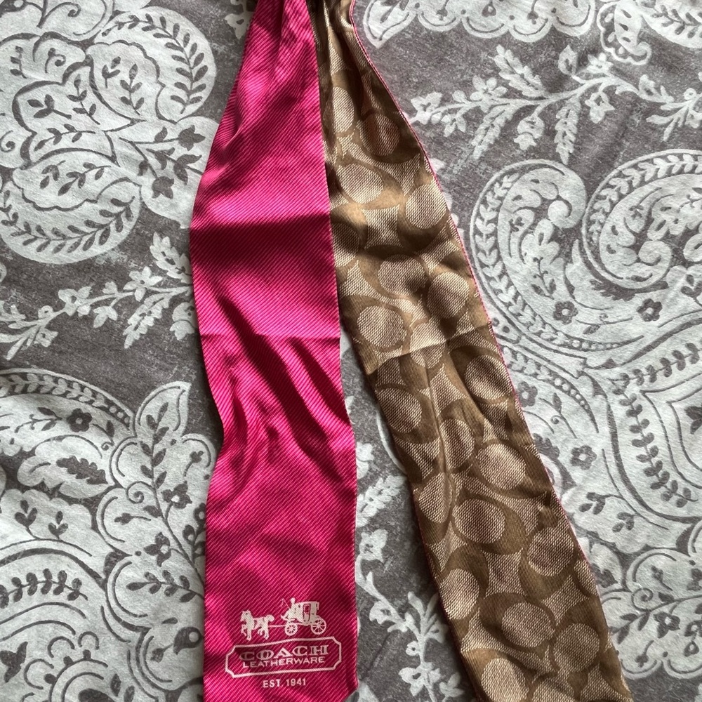 Coach Pink and Brown Reversible Scarf